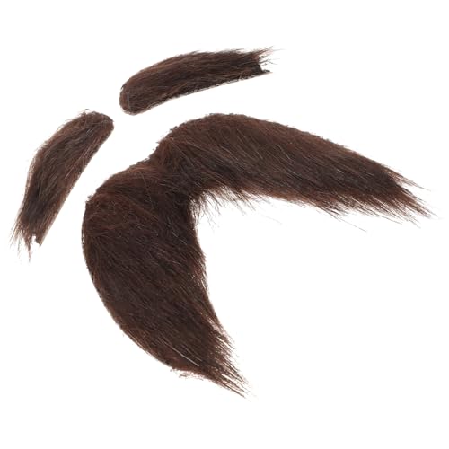 BESPORTBLE Selbstklebende Falsche Schnurrbart Und Augenbrauen Für Männer Cosplay Kostüm Zubehör Für Halloween Fasching Und Party Lustige Verkleidungen Für Großvater Und Alte von BESPORTBLE