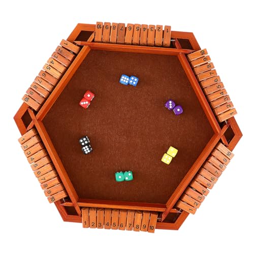 BESPORTBLE Shut The Box Würfelspiel Holz mit Sechsseitigem Spielbrett Langlebiges Tischspiel mit Großen Zahlen Vielseitig für Party und Familienspiel Mehrspieler Unterhaltung aus Hochwertigem von BESPORTBLE