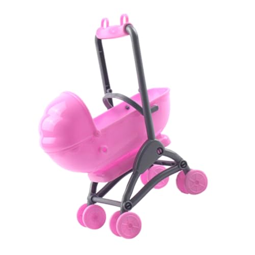 BESPORTBLE Simulation Puppenwagen Kinderwagen Modell für Rollenspiele Leicht Sicher Geeignet als Puppenhaus Zubehör für Ab Jahren Realistische Miniatur Kinderwagen in Rosa von BESPORTBLE