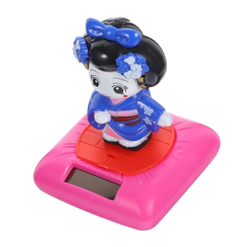 BESPORTBLE Solar Kimono Mit Wackelndem Kopf Automatische Verzierung Für Auto Oder Zuhause Kleine Kunststofffigur Im Blauen Kimono Niedliche Deko von BESPORTBLE