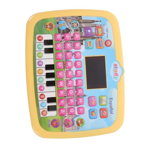BESPORTBLE Spanisch Lerntablet für Interaktiv Zweisprachig Spielerisch Spanisch Lernen Pädagogisches Lernspielzeug Gelb Elektronisches Lernpad für Kleinkinder von BESPORTBLE