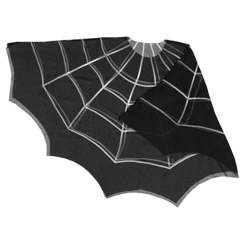 BESPORTBLE Spider Web Cape Damen Cosplay Schal Halloween Kostüm Umhang Fasching Party Zubehör Kreatives Spinnennetz Muster Vielseitiger Verkleidungsschal von BESPORTBLE