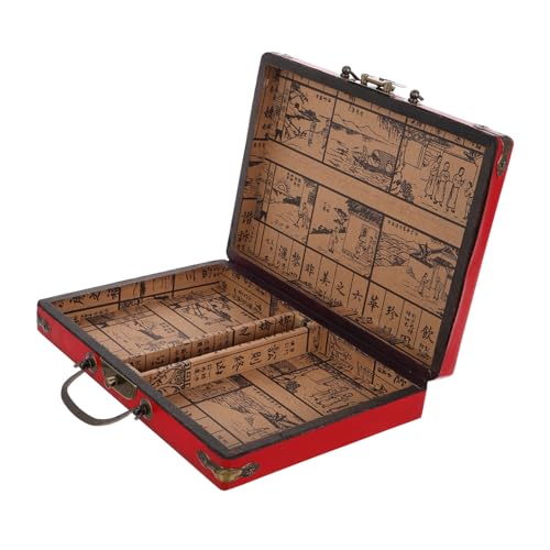 BESPORTBLE Aufbewahrungsbehälter Tragbar Für Mahjong-spielsteine Mahjong-Halter Mit Großem Fassungsvermögen Aufbewahrungsbox Für Chinesische Vintage-Retro Design von BESPORTBLE
