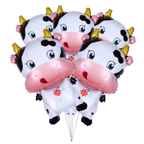 BESPORTBLE Teiliges Aluminiumfolie Luftballons Kuhmotiv Wiederverwendbar Niedliche Kuhform Partydekoration für Geburtstag Jahr Des Ochsen Einfach Aufzublasen Langlebig von BESPORTBLE