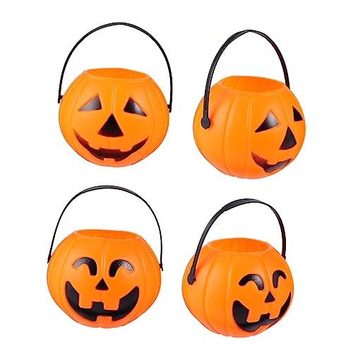 BESPORTBLE Teiliges Halloween Deko aus Robustem Material Kleine Kürbis Eimer mit Gebogenen Augen Dreieckigen Augen Orangefarbene Halloween Requisiten für Gruselige Partyatmosphäre und von BESPORTBLE