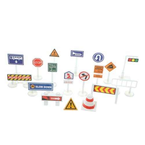 BESPORTBLE Teiliges Mini Verkehrsschilder Spielset aus Stabilem Kunststoff Realistische Farben Mini Barrikaden und Straßenszenenmodell für Pädagogisches Lernspielzeug zur Verkehrssicherheit von BESPORTBLE