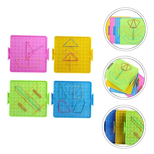 BESPORTBLE Teiliges Nagelbrett Doppelseitig mit Gummibändern Geometrisches Lernspielzeug für Grundschule Pädagogisches Werkzeug zur Mathematischer Fähigkeiten Zufällige Farbe von BESPORTBLE