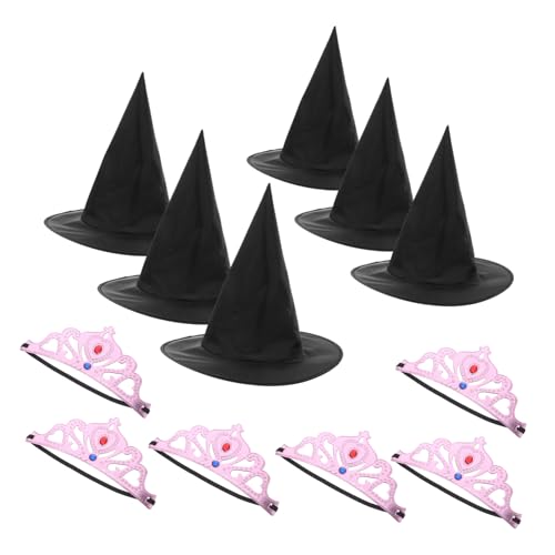 BESPORTBLE Prinzessinnenkrone Und Hexenhut-set Für Kinderpartys Leichtes Material Rosa Kronen Und Schwarze Hüte Für Cosplay Geburtstagsfeiern Und Halloween-veranstaltungen von BESPORTBLE