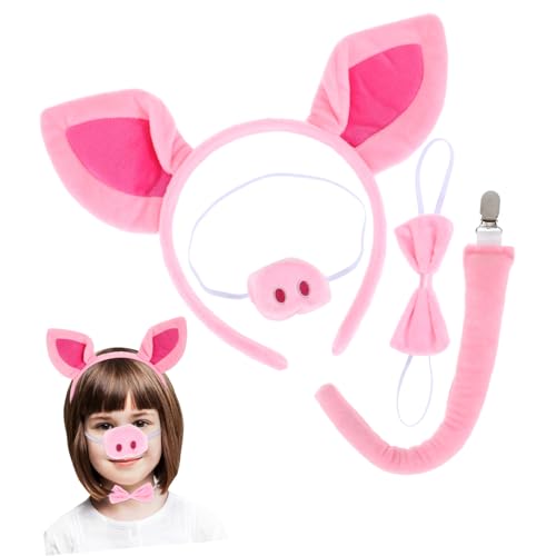 BESPORTBLE Teiliges Schwein Kostüm mit Ohrenschützer Nase und Fliege für Halloween Cosplay und Verkleidungsspiele von BESPORTBLE