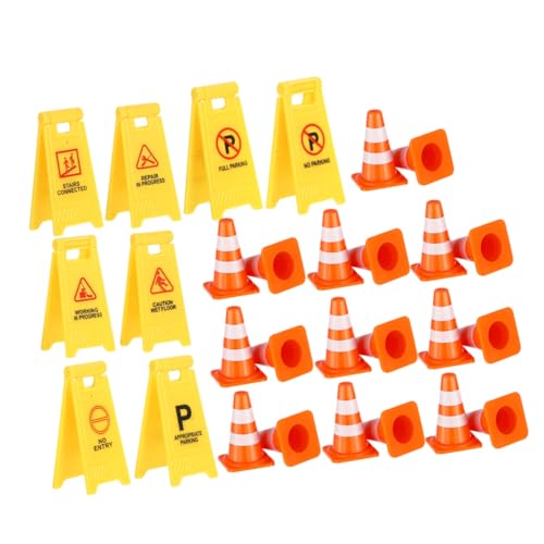BESPORTBLE Teiliges Verkehrsschilder Spielset aus Sicherem Kunststoff mit Förmigen Warnschildern und Orangen Mini Verkehrskegeln Realistisch Gestaltet für Spielerisches Lernen von von BESPORTBLE