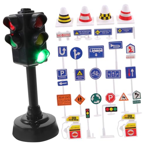 BESPORTBLE Teiliges Verkehrszeichen mit Schwarzer Roter und Grüner Ampel Pädagogisches Verkehrssicherheits Lernspielzeug für Verkehrsschildererkennung und Spielszenen Simulation von BESPORTBLE
