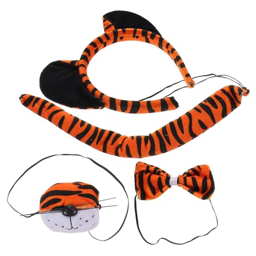 BESPORTBLE Tiger Kostüm Set Teilig Weiches Tier Cosplay Zubehör mit Tigerohren Nasenstirnband für Karneval Halloween Fasching und Kostümparty von BESPORTBLE