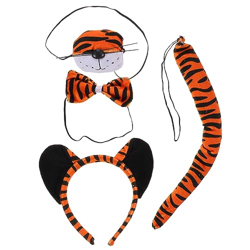 BESPORTBLE Tiger Kostüm Set Teilig mit Weichem Stirnband Ohren und Fliege für Halloween Karneval Party Tierkostüm Zubehör von BESPORTBLE