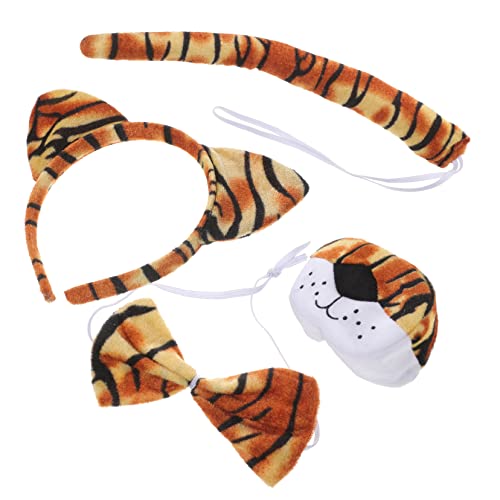 BESPORTBLE Tiger Kostümset für Ohr Stirnband Nase Fliege und für Karneval Halloween und Cosplay Bequeme Tierkostüm Zubehörteile für Rollenspiele von BESPORTBLE
