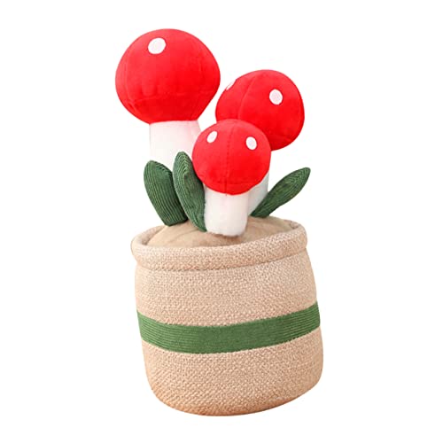 BESPORTBLE Topfpilz Plüsch Sukkulenten Gefülltes Pilzkissen Plüsch Pilz Pflanze Pilz Gartenornamente Plüschblume Kleine Stofftiere Pp Baumwolle Rot von BESPORTBLE