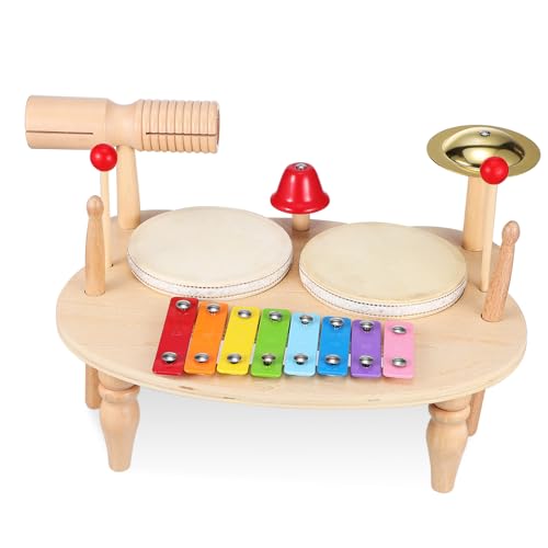 BESPORTBLE Trommelset Aus Holz Schlagzeug Für Pädagogisches Musikinstrument Für Jungen Und Fördert Musikalisches Talent Und Kreativität von BESPORTBLE