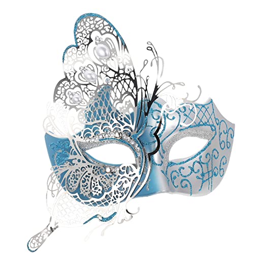 BESPORTBLE Venezianische Halbgesichtsmaske mit Schmetterlingsdesign und Strasssteinen Elastisches Band Damen Maske für Halloween Karneval Maskenball Abschlussball und Cosplay Partys von BESPORTBLE