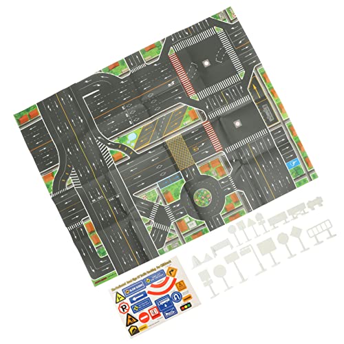 BESPORTBLE Verkehrszeichen Set Teilig Stadtkarte Spielteppich Lernspiel für Verkehrssicherheit Verkehrsschilder Miniatur für Kinderzimmer und Klassenzimmer von BESPORTBLE