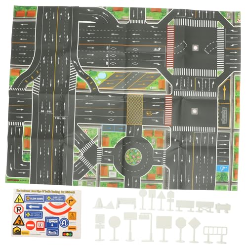 BESPORTBLE Verkehrszeichen Set Teilig mit Großer Stadt Spielmatte Pädagogisch Realistische Straßenverkehrszeichen für Interaktives Lernspielzeug für Verkehrssicherheit und Rollenspiele von BESPORTBLE