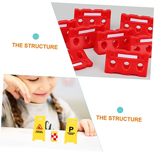 BESPORTBLE Verkehrszeichen Spielset Teilig Lernspielzeug mit Gelben Stoßfängern Förmigen Warnschildern und Roten Absperrzäunen Pädagogisches Straßen und Verkehrsschildspielzeug für Jungen von BESPORTBLE