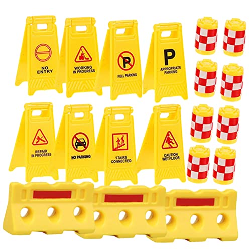 BESPORTBLE Verkehrszeichen Spielset Teilig Lernspielzeug mit Gelben Warnfässern Form Warnschildern und Wasserbarrieren Realistisches Verkehrserziehungs für Vorschulkinder von BESPORTBLE