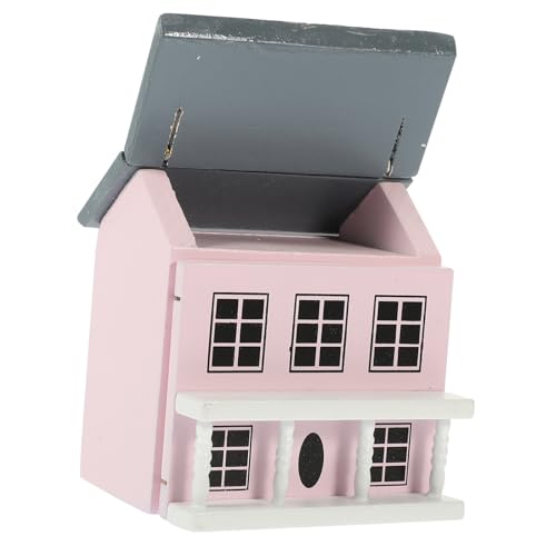BESPORTBLE Villa Ornament Aus Holz Süßes Puppenhaus Mit Pinken Wänden Und Grauem Dach Deko Für Miniaturspielzeug Und Puppenhaus Zubehör Für Kreative Ab Jahren von BESPORTBLE