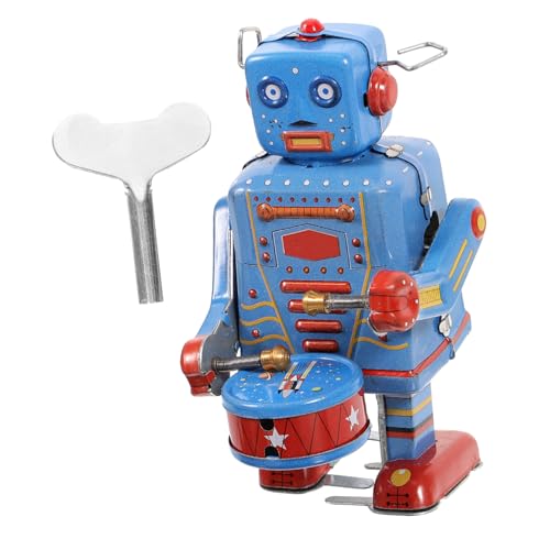 BESPORTBLE Vintage Blechspielzeug Trommelroboter Wind Up aus Mechanischer Aufziehroboter für Erwachsene Sammler Nostalgisches Musikspielzeug als Kreative Geschenkidee Langlebig und Dekorativ von BESPORTBLE