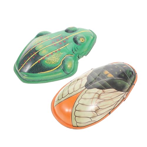 BESPORTBLE Vintage Blechspielzeug mit Frosch und Kleine Miniatur Modelle aus Robustem Blech Nostalgisches Retro für Sammler und Dekoration Teiliges Retro Cicada und Frog Plaything von BESPORTBLE