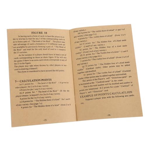 BESPORTBLE Vintage Mahjong Anleitung Buch Englische Mahjong Regeln für Anfänger und Spieler Strategien und Techniken Brettspiel Lernhilfe von BESPORTBLE