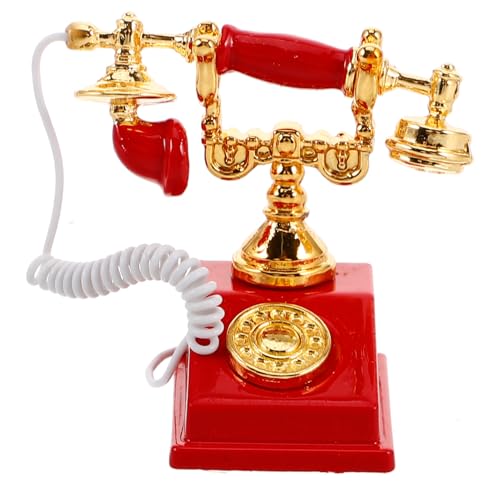 BESPORTBLE Vintage Miniatur Telefon Modell für Puppenhaus Nostalgisches Drehtelefon mit Feinen Details für Dekorative im Büro oder Zuhause Fördert Kreatives Spiel und Interaktion von BESPORTBLE