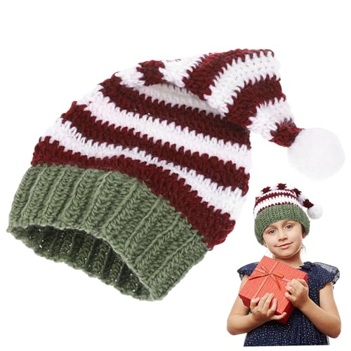 BESPORTBLE Weihnachtlicher Gestrickter Wollmütze mit Bommel Warme Winter Strickmütze für Eltern und Gestreifte Weihnachtsmütze Weiches Material Geeignet für Kalte Tage und Fotografie von BESPORTBLE