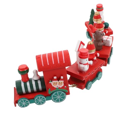 BESPORTBLE Weihnachtlicher Holz Zug Abnehmbar DIY Basteldeko für Fenster Tisch und Schaufenster Kinderfreundliches Hochwertige Holzornamente Rote Weihnachtsdekoration von BESPORTBLE