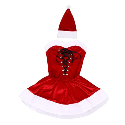 BESPORTBLE Weihnachtliches Damen Kostüm mit Rock und Weihnachtsmütze Bühnenkleid für Party Festliche Performance Langlebiger Auffälliges Design Xl von BESPORTBLE