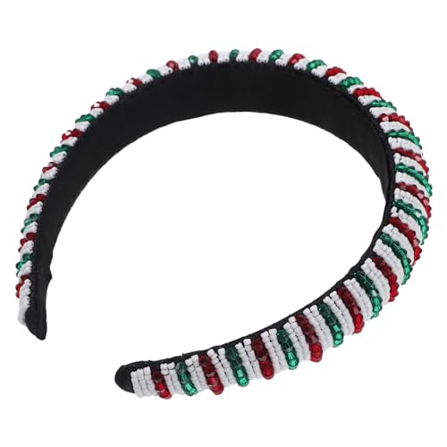 BESPORTBLE Weihnachts Stirnband Handgefertigt Perlen Kopfstück Rutschfest Party Haarschmuck Festliche Rot Grün Xmas Accessoire von BESPORTBLE