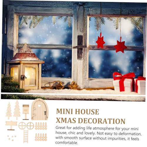 BESPORTBLE Weihnachtsdeko Miniatur Puppenhaus Set Handgefertigte Miniatur Weihnachtselfentür Detailreiche Mini Deko für Zimmer und Fotorequisiten Praktische und Langlebige Xmas Accessoires von BESPORTBLE