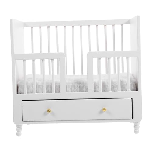BESPORTBLE Weißes Babybett Dekoration Zubehör Für DIY Puppenhaus Mini Accessory von BESPORTBLE
