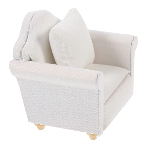 BESPORTBLE Weißes Stoffsofa Puppenhaus Möbel Miniaturmodell für DIY Haus Deko und Desktop Sofa Accessoire um Kreativität und Vorstellungskraft zu Fördern von BESPORTBLE