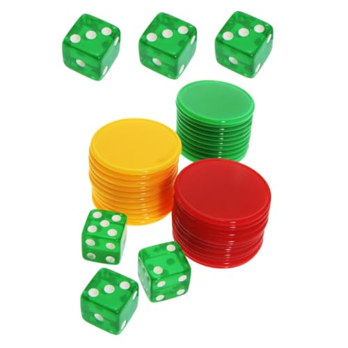 BESPORTBLE Witziges Würfelspiel Set mit Verschleißfesten Chips und Langlebigen Acrylwürfeln Leicht Tragbar für Party Freizeit und Gesellige Spielrunden von BESPORTBLE