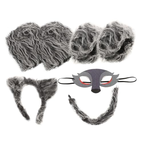 BESPORTBLE Wolf Cosplay Kostüm Set Teilig Wolfsthema Halloween Verkleidung Spiel Werwolf Tierkostüm für Erwachsene und Cosplay Events von BESPORTBLE