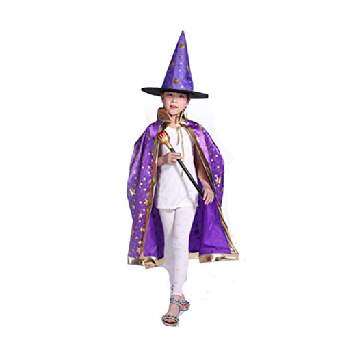BESPORTBLE Zauberer Kostüm Hexenhut Zauberumhang Zauberer Umhang Halloween Zauberer Art Faschingskostüme Zauberer Violett von BESPORTBLE