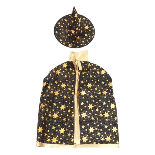 BESPORTBLE Zaubererkostü Für Kinder: Karneval-Zauberer-Umhang Halloween-Zauberer-Umhang Kinder-Umhang Cosplay-Kostü Schwarz von BESPORTBLE