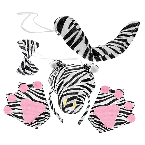 BESPORTBLE Zebra Kostüm Set Damen Zebra Kopfband Fliege Handschuhe Tierkostüm Zubehör für Halloween Karneval Cosplay Party Bühne Erwachsene Teens BESPORTBLE Zebra Kostüm Set Damen Zebra Kopfband Fliege Handschuhe Tierkostüm Zubehör für Halloween Karneval Cosplay Party Bühne Erwachsene Teens von BESPORTBLE