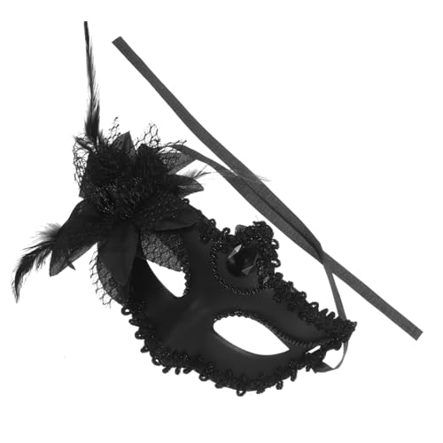 BESPORTBLE halbe Gesichtsmaske aus Spitze Maskerademaske Karneval LED Halloween Hälfte Auge venetian mask women Kostüm Party Maske Cosplay -Masken Maskerade Masken Feder. Plastik Black von BESPORTBLE