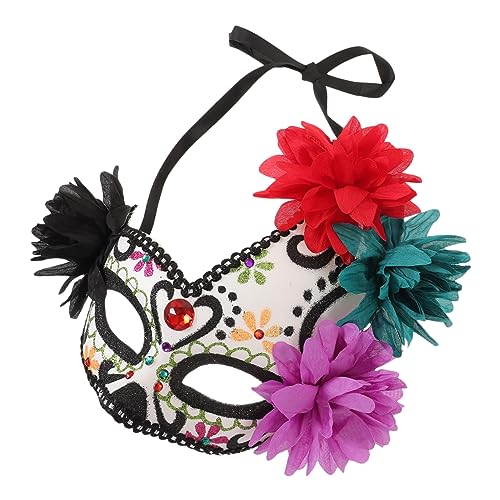 BESPORTBLE tag der toten maske schädelmaske halloween costume halloween kleidung faschings masken halloween klamotten Dekorationen tag der toten maske mit blume Cosplay-Maske Plastik von BESPORTBLE