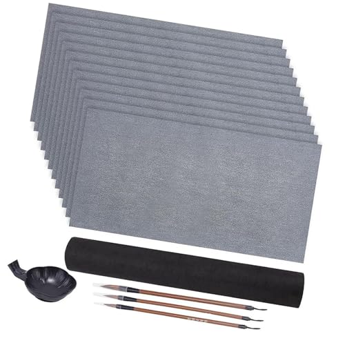 12 x Wasserschreibtuch Chinesische Kalligraphie Set mit Pinseln und Wasserschale für Erwachsene von BESSTUUP