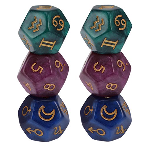 6-teiliges Astrologie-Würfel-Set mit facettenreichen Acrylperlen für Sternzeichen-Wahrsager-Zubehör von BESSTUUP