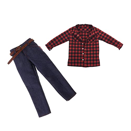 BESSTUUP 1:6 Scale Red and Black Plaid Shirt and Blue Jeans Outfit for 12 Inch Male Action Figure BESSTUUP 1:6 Scale Red and Black Plaid Shirt and Blue Jeans Outfit for 12 Inch Male Action Figure von BESSTUUP