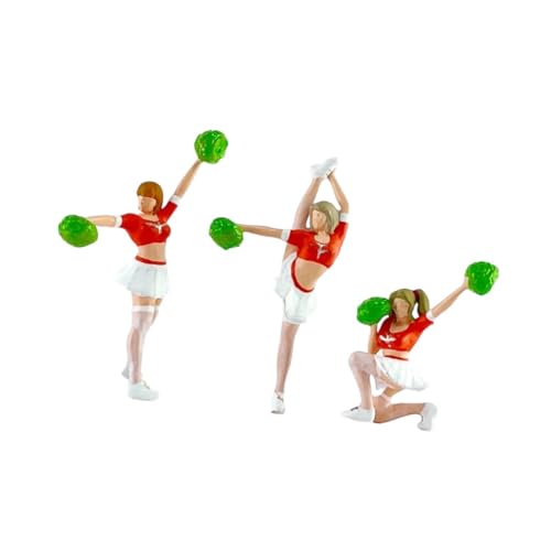 BESSTUUP Handbemalte Cheerleader-Figuren im Maßstab 1:64, Harz, Miniatur-Puppen für Diorama, Sandtisch und Modellszenen (3 Stück) von BESSTUUP
