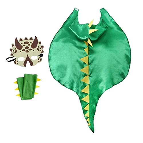 BESSTUUP Plüsch Drachen Kostüm Umhang für Kinder mit Kapuze und Wrist Wrap Halloween Geburtstag, Mehrfarbig, 1 von BESSTUUP