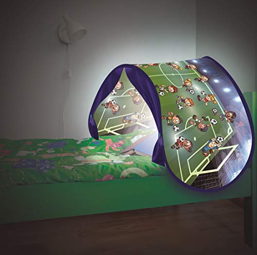 Betttunnel Sleepfun Tent Bettzelt (1-St), Pop Up Zelt, mit Leselampe und Aufbewahrungstasche 70x200cm, Fußball (grün) von BEST DIRECT
